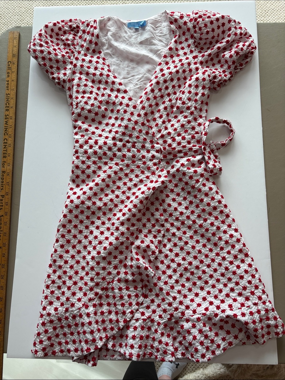 Draper James White Dress with Red Floral Print